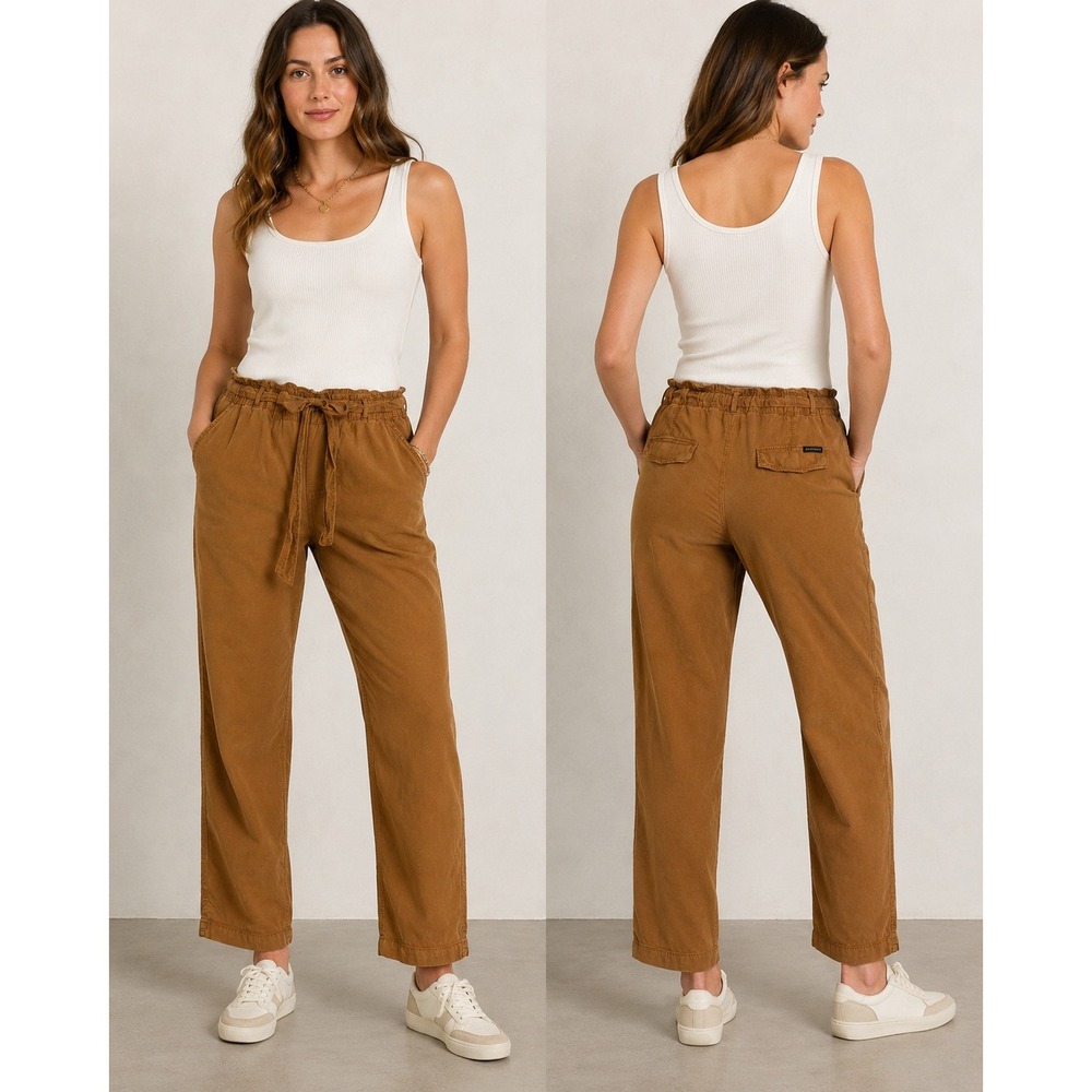 Sanctuary Women Brown Lyocell Tie Waist Pull On‎ Pants XP9086E001 Size L